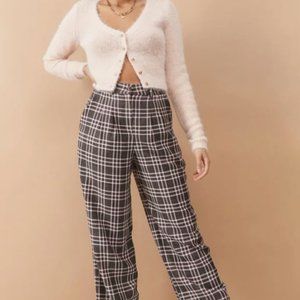 Urban Outfitters Grey Plaid Wide leg Pants High Rise